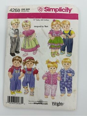 Simplicity Doll Clothes Pattern 4268 — Pink, Green & Blue Outfit Designs